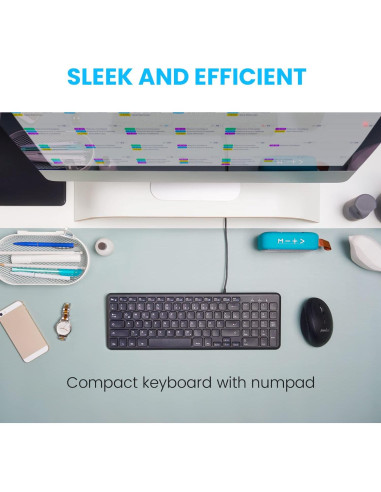 Teclado USB Perixx PERIBOARD-213B Chiclet Silencioso Negro