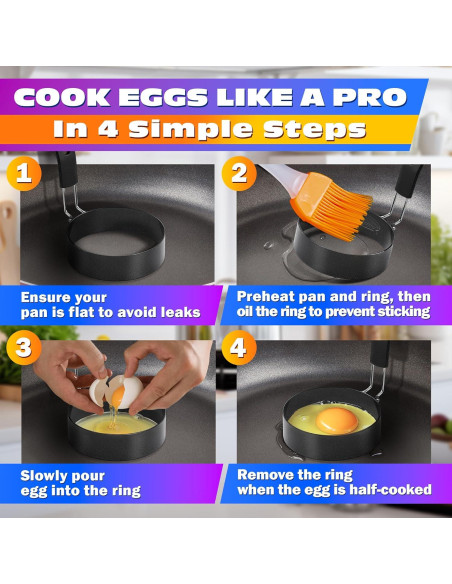 2 Piezas Anillos para Huevos Acero Inoxidable 7.34 cm 2 Piezas Anillos para Huevos Acero Inoxidable 7.34 cm