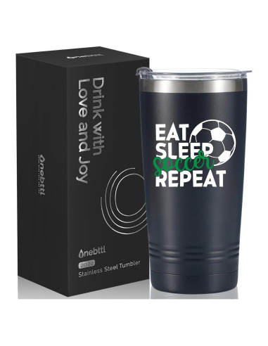Taza de Viaje Onebttl 20oz para Entrenador de Fútbol - Negro