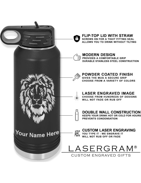 Botella de Agua Personalizada LaserGram 950ml Acero Inoxidable Botella de Agua Personalizada LaserGram 950ml Acero Inoxidable