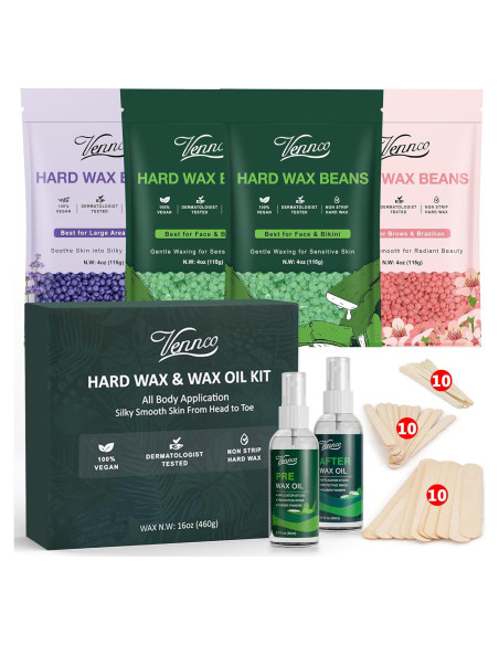 Kit de Depilación VENNCO con Perlas de Cera Dura - 36 Piezas Kit de Depilación VENNCO con Perlas de Cera Dura - 36 Piezas