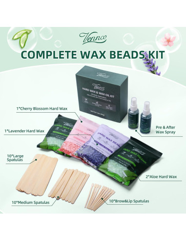 Kit de Depilación VENNCO con Perlas de Cera Dura - 36 Piezas
