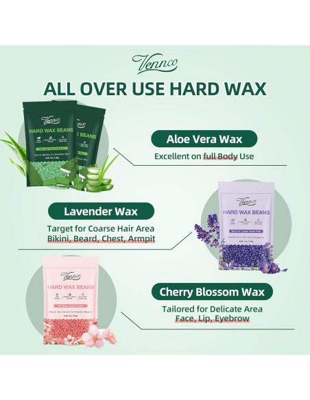 Kit de Depilación VENNCO con Perlas de Cera Dura - 36 Piezas Kit de Depilación VENNCO con Perlas de Cera Dura - 36 Piezas
