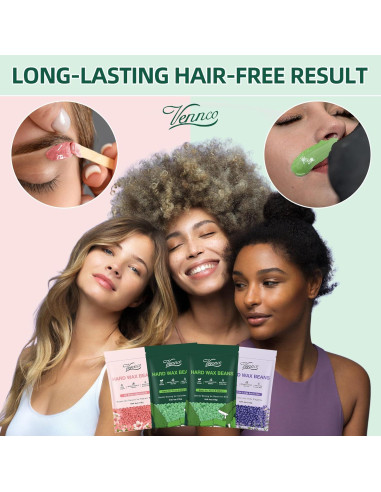 Kit de Depilación VENNCO con Perlas de Cera Dura - 36 Piezas