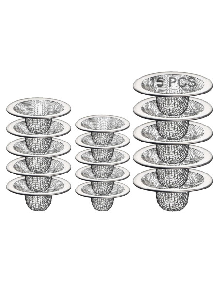Colador de Drenaje de Malla Beyoslf - 15 Pcs Acero Inoxidable Colador de Drenaje de Malla Beyoslf - 15 Pcs Acero Inoxidable