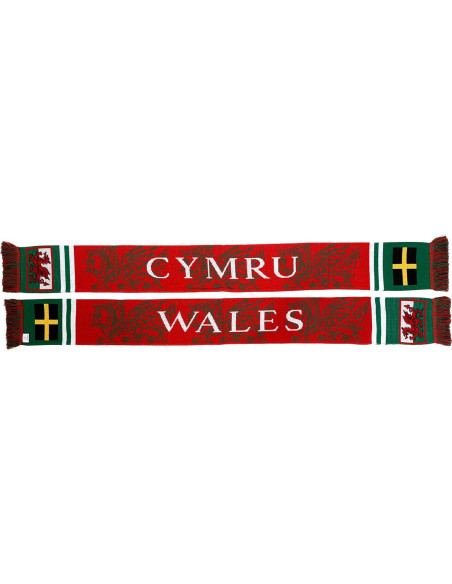 Bufanda de Fútbol Doble Cara Euroscarves Cymru Wales 145x18cm Bufanda de Fútbol Doble Cara Euroscarves Cymru Wales 145x18cm