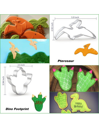 Cortadores de Galletas Dinosaurio WGPG - 6 Piezas Acero Inoxidable