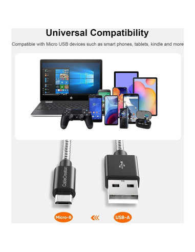 Cable Micro USB Corto 0.15 m CableCreation Carga Rápida