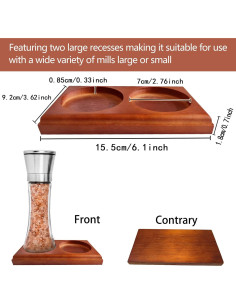 Bandeja de Madera de Roble Hion para Molinillos de Sal y Pimienta 7cm 2