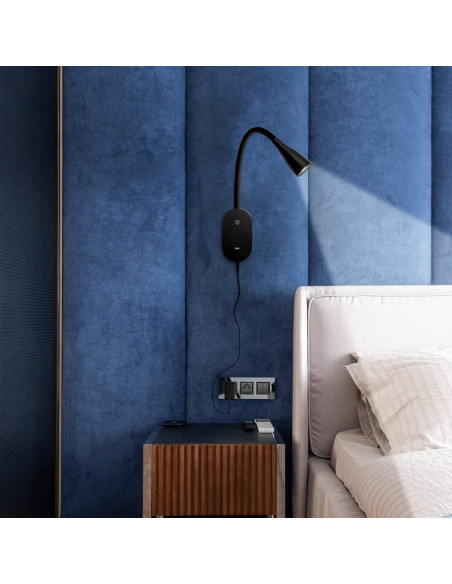 Lámpara de Lectura de Pared TOPMB Negra 4000K con USB y 5 Brillos Lámpara de Lectura de Pared TOPMB Negra 4000K con USB y 5 Brillos