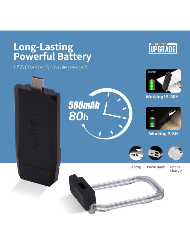 Luz de Lectura Recargable USB EGWASER 3 Modos 500mAh Negra