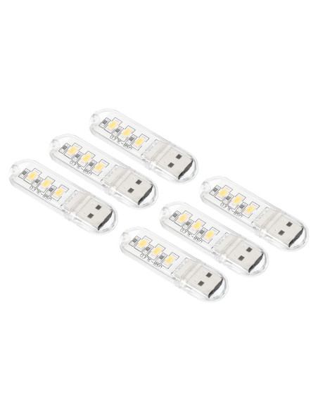 Luz Nocturna LED USB PATIKIL 6 Pcs Blanco Cálido 5V Luz Nocturna LED USB PATIKIL 6 Pcs Blanco Cálido 5V