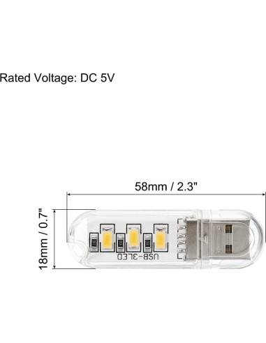 Luz Nocturna LED USB PATIKIL 6 Pcs Blanco Cálido 5V