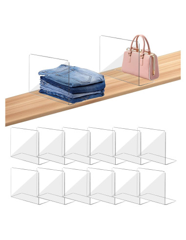 Divisores de Estante Acrílico OKPOW 12 Piezas 25.4x30.5cm
