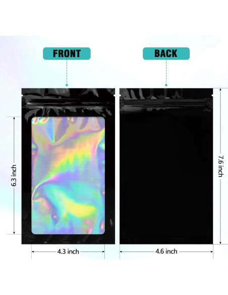 Bolsas Resealables Mylar Holográficas 200 Unidades 12x20 cm Bolsas Resealables Mylar Holográficas 200 Unidades 12x20 cm