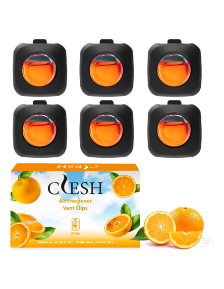 Ambientadores de Coche CLESH - Paquete de 6 Clips Cítricos Ambientadores de Coche CLESH - Paquete de 6 Clips Cítricos