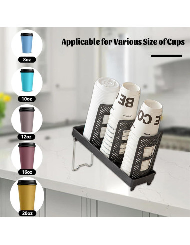 Soporte para Tazas Chris.W, Organizador Desmontable 3 Compartimentos Negro
