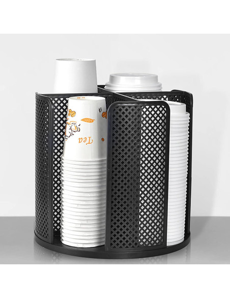 Organizador de Tazas y Tapas EOFJRUC 4 Compartimentos Negro Organizador de Tazas y Tapas EOFJRUC 4 Compartimentos Negro