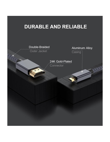 Cable Micro HDMI Elebase 2.0 M 4K 60Hz Compatible con Dispositivos
