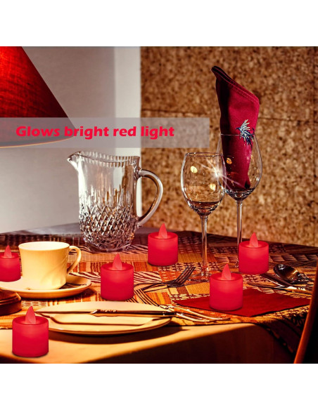 LANKER 24 Velas LED Sin Llama Rojas Parpadeantes Decorativas LANKER 24 Velas LED Sin Llama Rojas Parpadeantes Decorativas