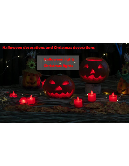 LANKER 24 Velas LED Sin Llama Rojas Parpadeantes Decorativas LANKER 24 Velas LED Sin Llama Rojas Parpadeantes Decorativas