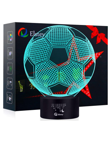 Luz Nocturna LED 3D Fútbol Elstey Táctil 7 Colores