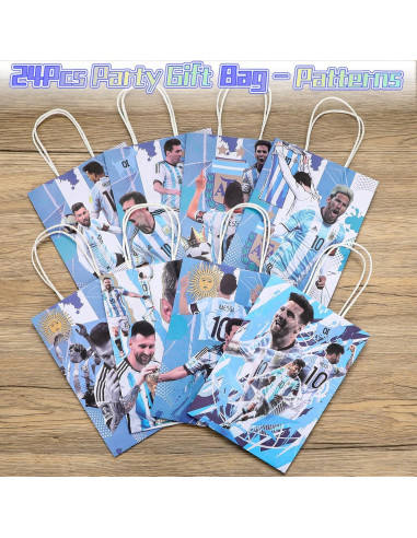 24 Bolsas de Regalo de Fiesta Argentina Messi - Papel Kraft