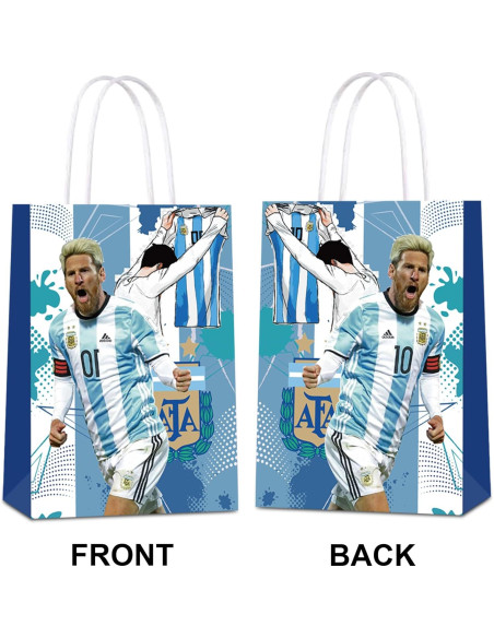 24 Bolsas de Regalo de Fiesta Argentina Messi - Papel Kraft 24 Bolsas de Regalo de Fiesta Argentina Messi - Papel Kraft