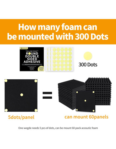 Puntos Adhesivos Doble Cara Focusound 300 Unidades 25mm Amarillos