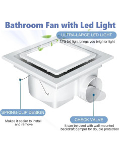Ventilador Extractor de Baño Nalle FFL-200 con Luz LED 112 CFM 2