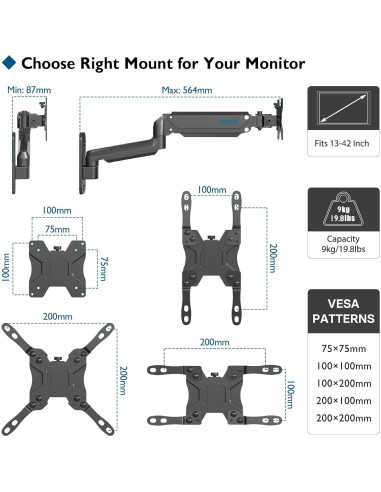 Soporte de Pared para Monitor BONTEC GWM01 13-42" Ajustable