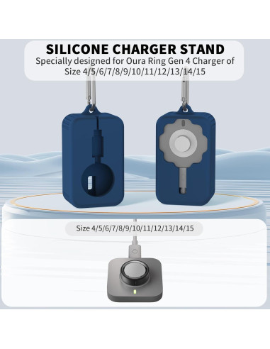 Cubierta Protectora de Silicona para Cargador Oura Ring 4 Azul