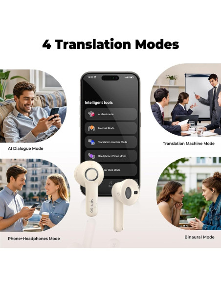 Auriculares Traductor AI MINISO X52 Bluetooth 5.4 40H Negro Auriculares Traductor AI MINISO X52 Bluetooth 5.4 40H Negro