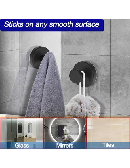Ganchos de Ventosa Bntuk para Ducha y Baño - 2 Paquete Negro Ganchos de Ventosa Bntuk para Ducha y Baño - 2 Paquete Negro