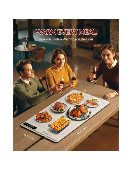 Alfombrilla Calentadora de Comida Taseven 60x40cm 7 Niveles Alfombrilla Calentadora de Comida Taseven 60x40cm 7 Niveles
