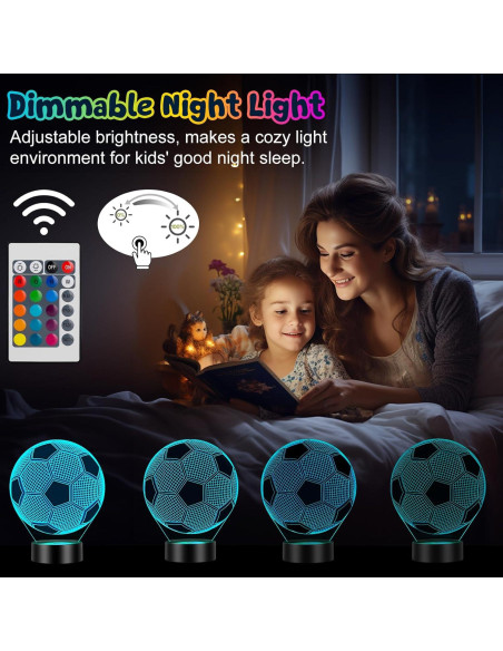 Lámpara Nocturna 3D de Fútbol Linkax - 16 Colores Cambiantes Lámpara Nocturna 3D de Fútbol Linkax - 16 Colores Cambiantes
