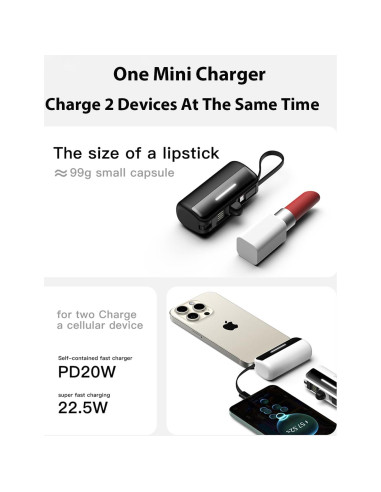 Banco de Carga Portátil 5500mAh Foshan con Cables y Soporte