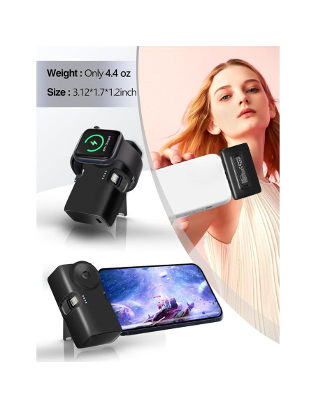 Cargador Portátil Geepower 5000mAh para iPhone 15 y Apple Watch Cargador Portátil Geepower 5000mAh para iPhone 15 y Apple Watch