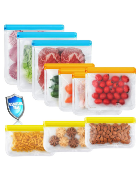 Paquete de 10 Bolsas Reutilizables NIKUY 3.79L A Prueba de Fugas Paquete de 10 Bolsas Reutilizables NIKUY 3.79L A Prueba de Fugas