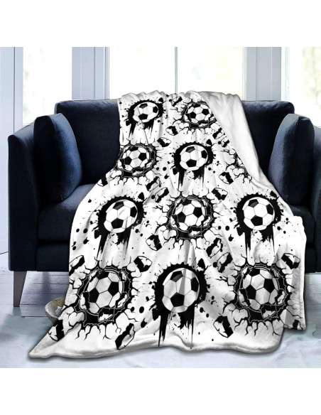 Manta Lanzar de Fútbol EQWQV 127x102 cm Franela Suave Manta Lanzar de Fútbol EQWQV 127x102 cm Franela Suave