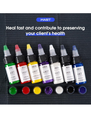Kit de Tintas para Tatuajes Mast 7 Colores 306g Orgánicas