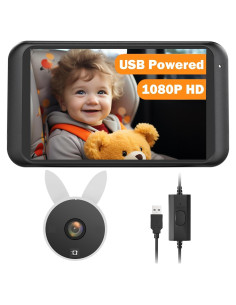 Cámara de Coche para Bebés 1080P HD USB con Monitor 17.1cm