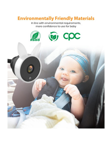 Cámara de Coche para Bebés 1080P HD USB con Monitor 17.1cm