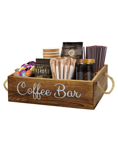 Organizador de Café QUALLON con Divisores Removibles de Madera