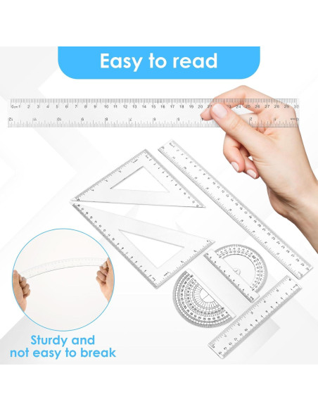 Conjunto de Reglas de Plástico Thinp 6 Piezas 30cm 15cm Conjunto de Reglas de Plástico Thinp 6 Piezas 30cm 15cm