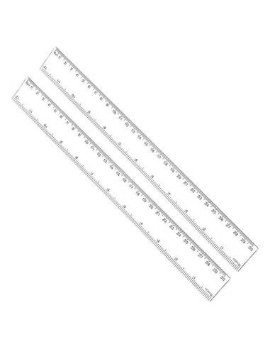 Regla Plástica Dura Viaky 30 cm Transparente 2 Paquete