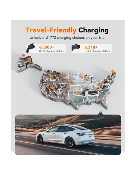 Adaptador Cargador J1772 a Tesla WOLFBOX 80A 240V Portátil Adaptador Cargador J1772 a Tesla WOLFBOX 80A 240V Portátil