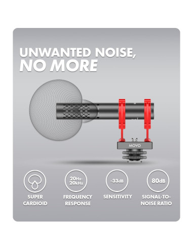 Micrófono Shotgun Movo X1-Mini Supercardioide 3.5mm/USB-C