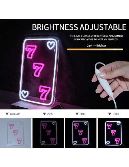Cartel de Neón LED Virlusy 777 Rosa Dimmable para Decoración Cartel de Neón LED Virlusy 777 Rosa Dimmable para Decoración