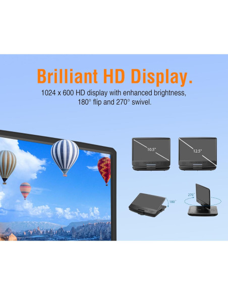 Reproductor de DVD Portátil Megatek PD-1256 10.5" HD Batería 6h Reproductor de DVD Portátil Megatek PD-1256 10.5" HD Batería 6h